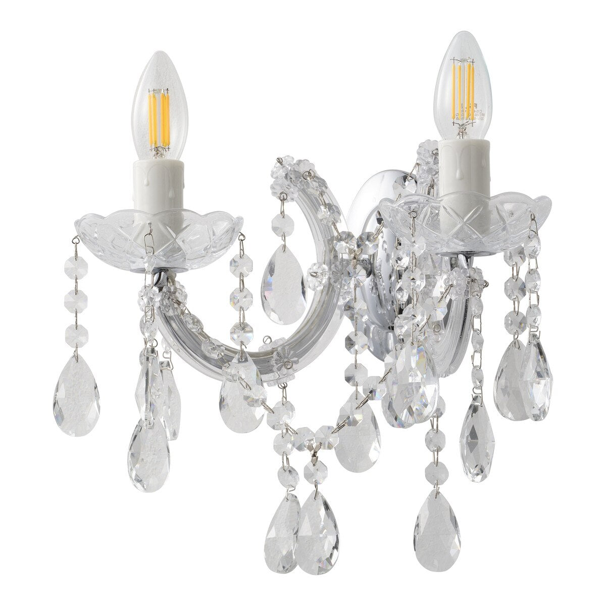 Zurich 2 Light Crystal Wall Light Chrome - 1000610
