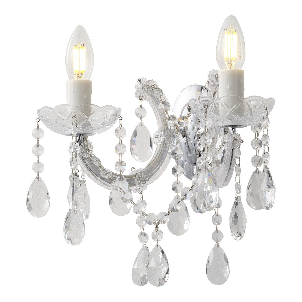 Zurich 2 Light Crystal Wall Light Chrome - 1000610