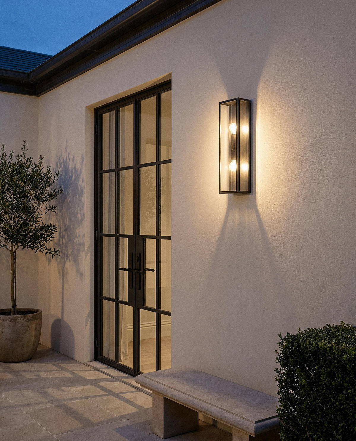 Plaza Exterior Wall 2 Lights Antique Black Aluminium - 1000853
