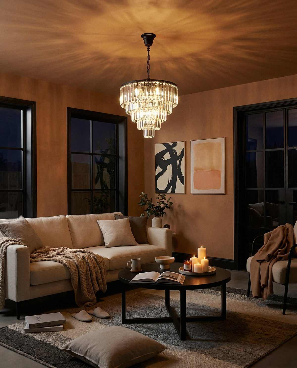 Celestial Crystal Pendant 10 Lights Matt Black Aluminium - 1001091