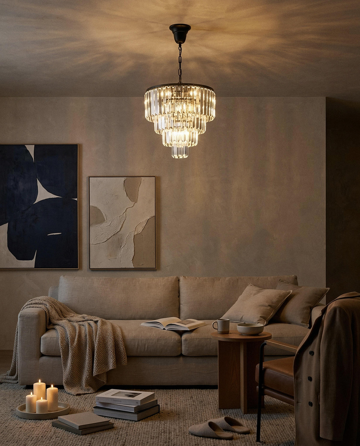 Celestial Crystal Pendant 5 Lights Matt Black Aluminium - 1001093
