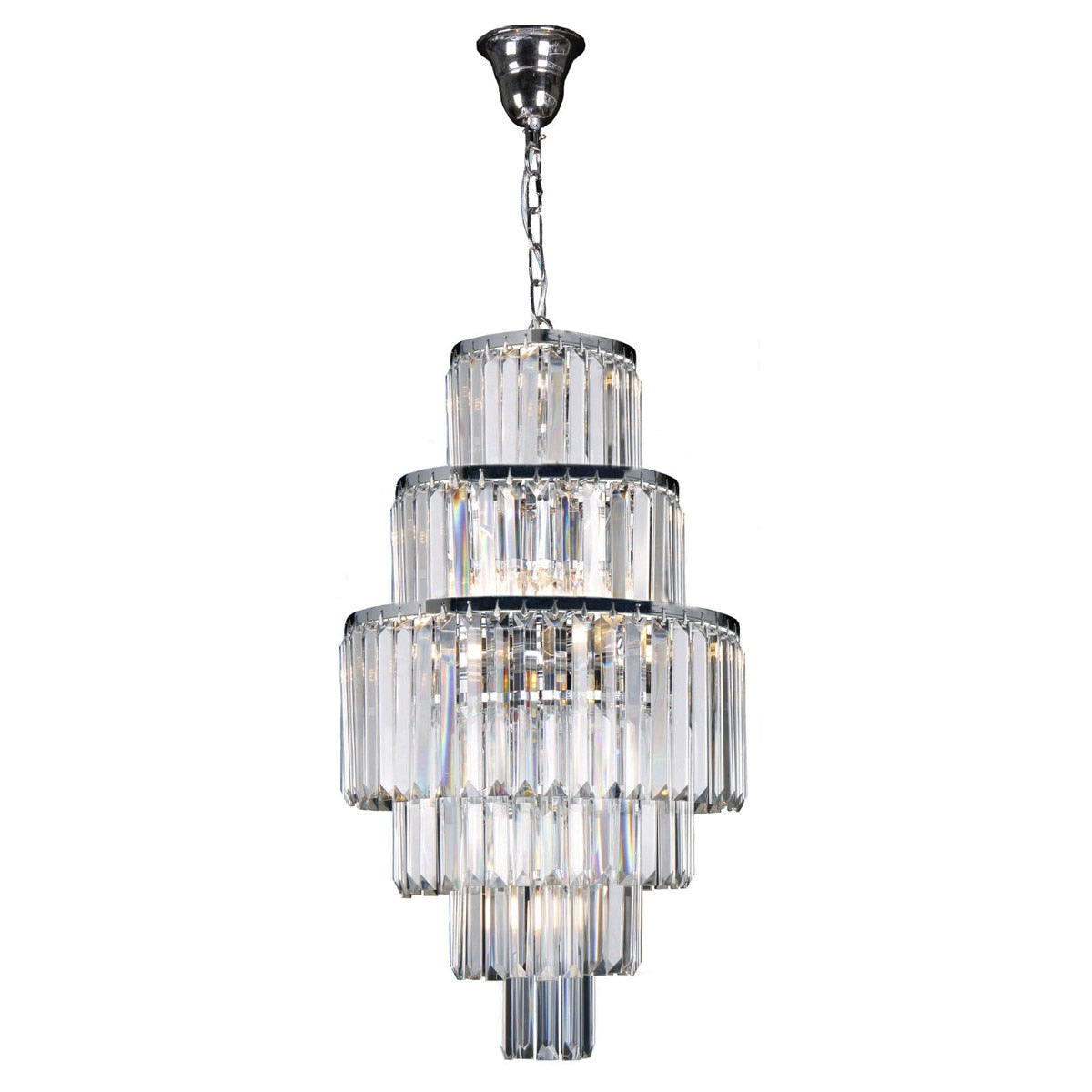 Celestial 6 Tier 9 Light Crystal Pendant Chrome - 1001100