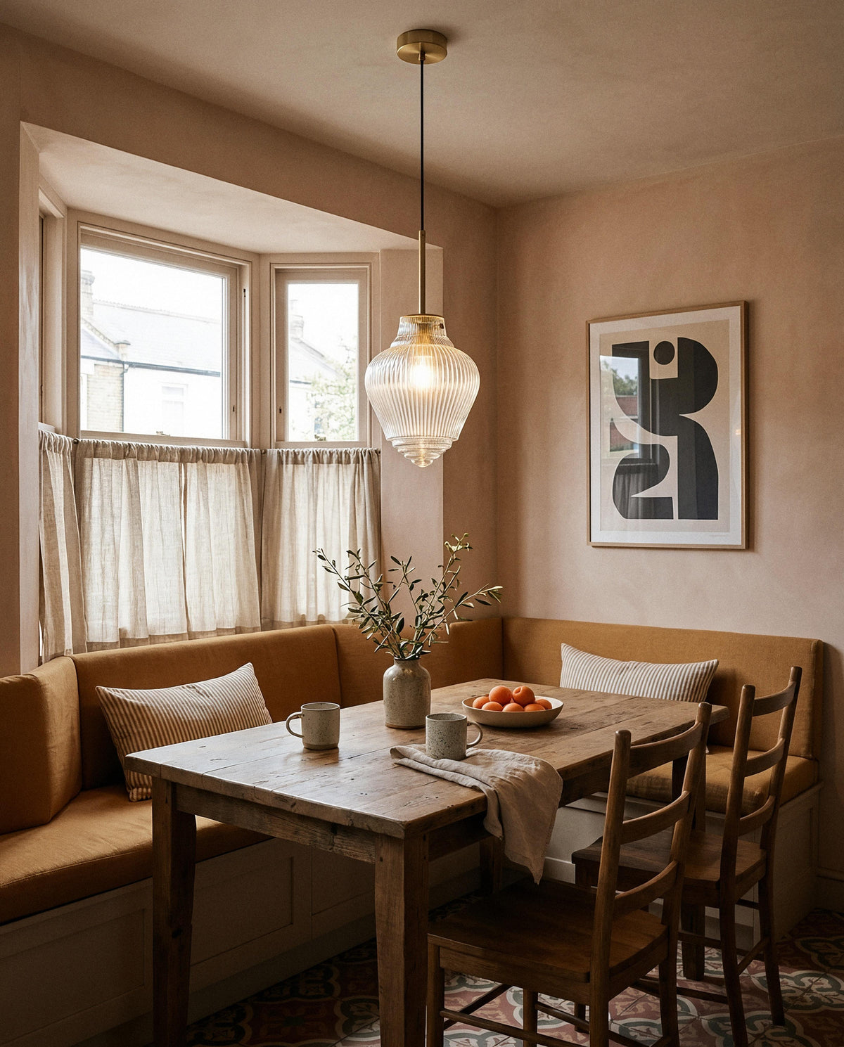 Ridge Pendant Light W220mm Satin Brass Aluminium - 1001470