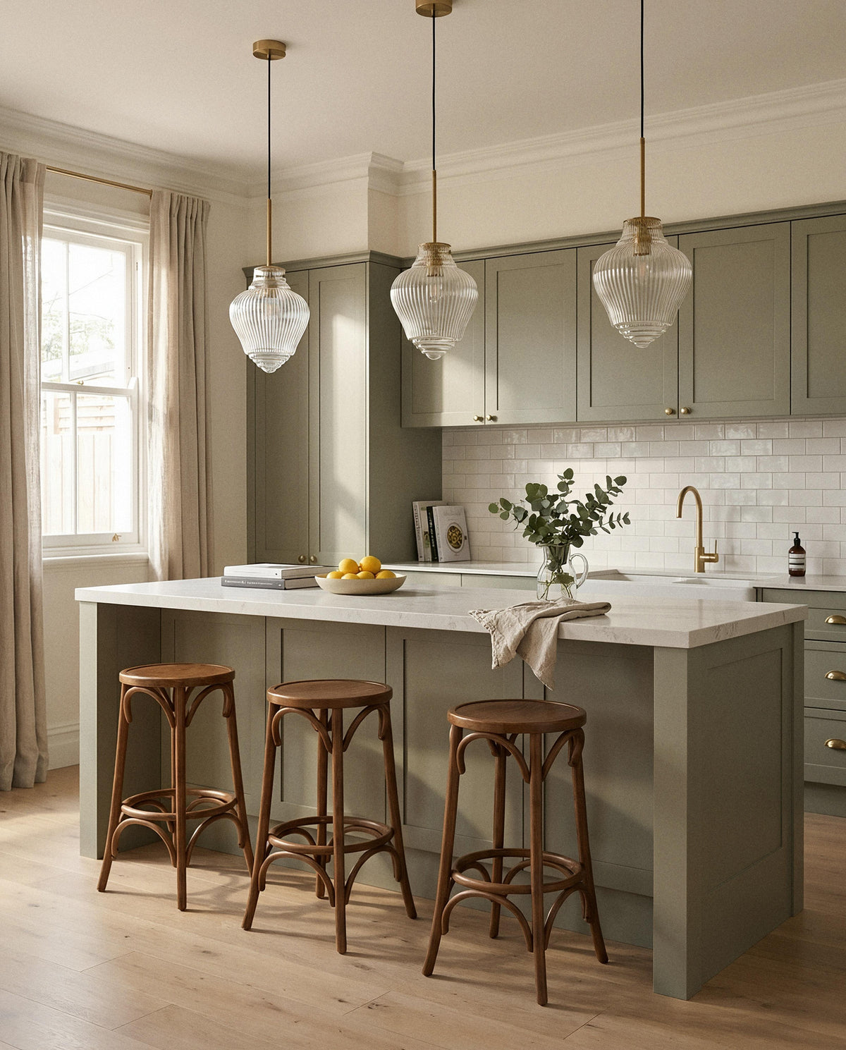 Ridge Pendant Light W220mm Satin Brass Aluminium - 1001470