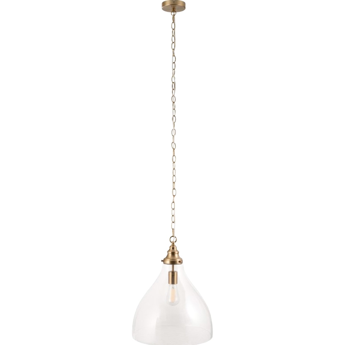 Keys Large Chain Pendant Light Satin Brass & Clear - 1001580
