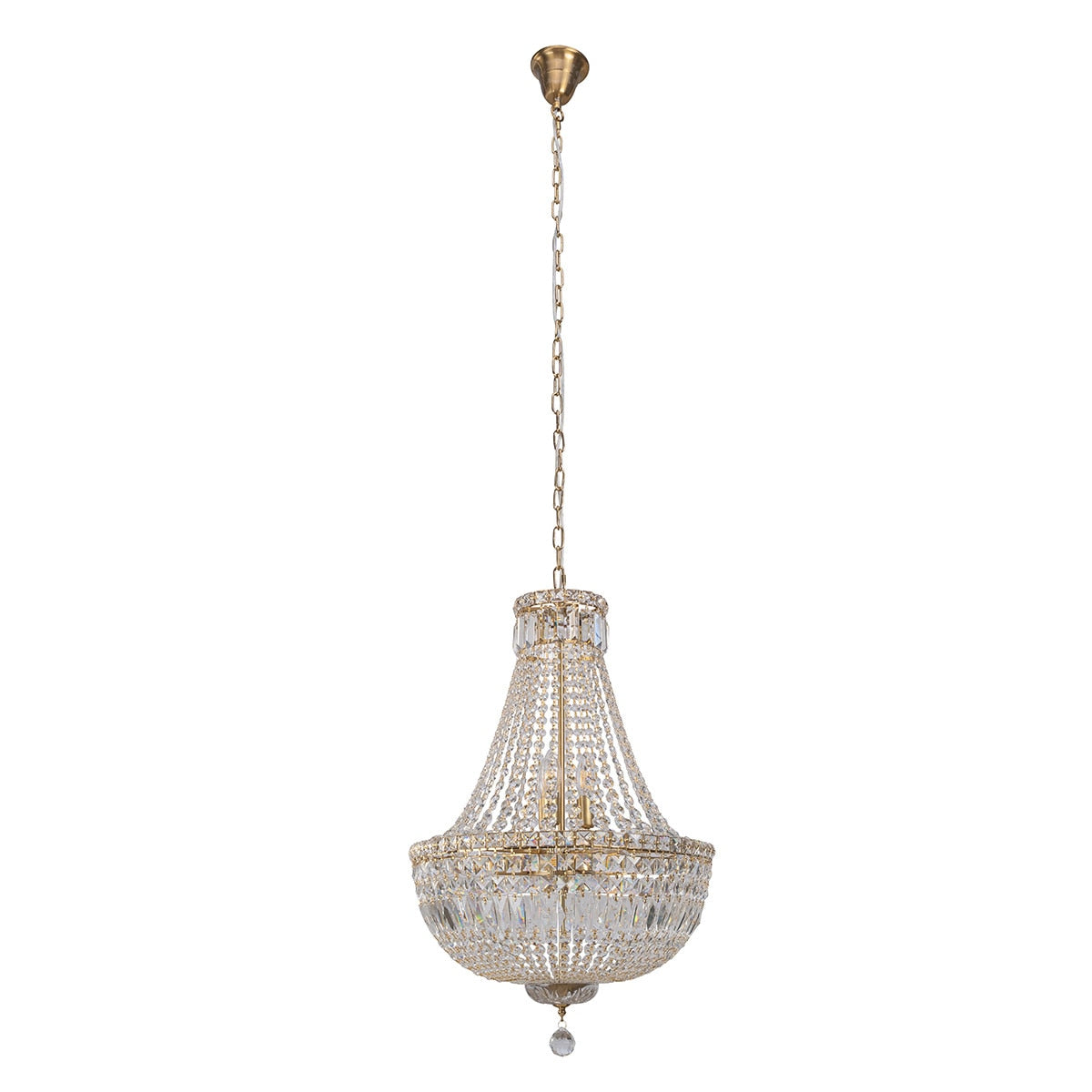 Classique Medium 6 Light Basket Crystal Glass Chandelier Satin Brass & Clear - 1001590