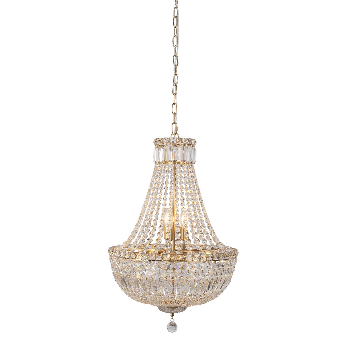 Classique Medium 6 Light Basket Crystal Glass Chandelier Satin Brass & Clear - 1001590