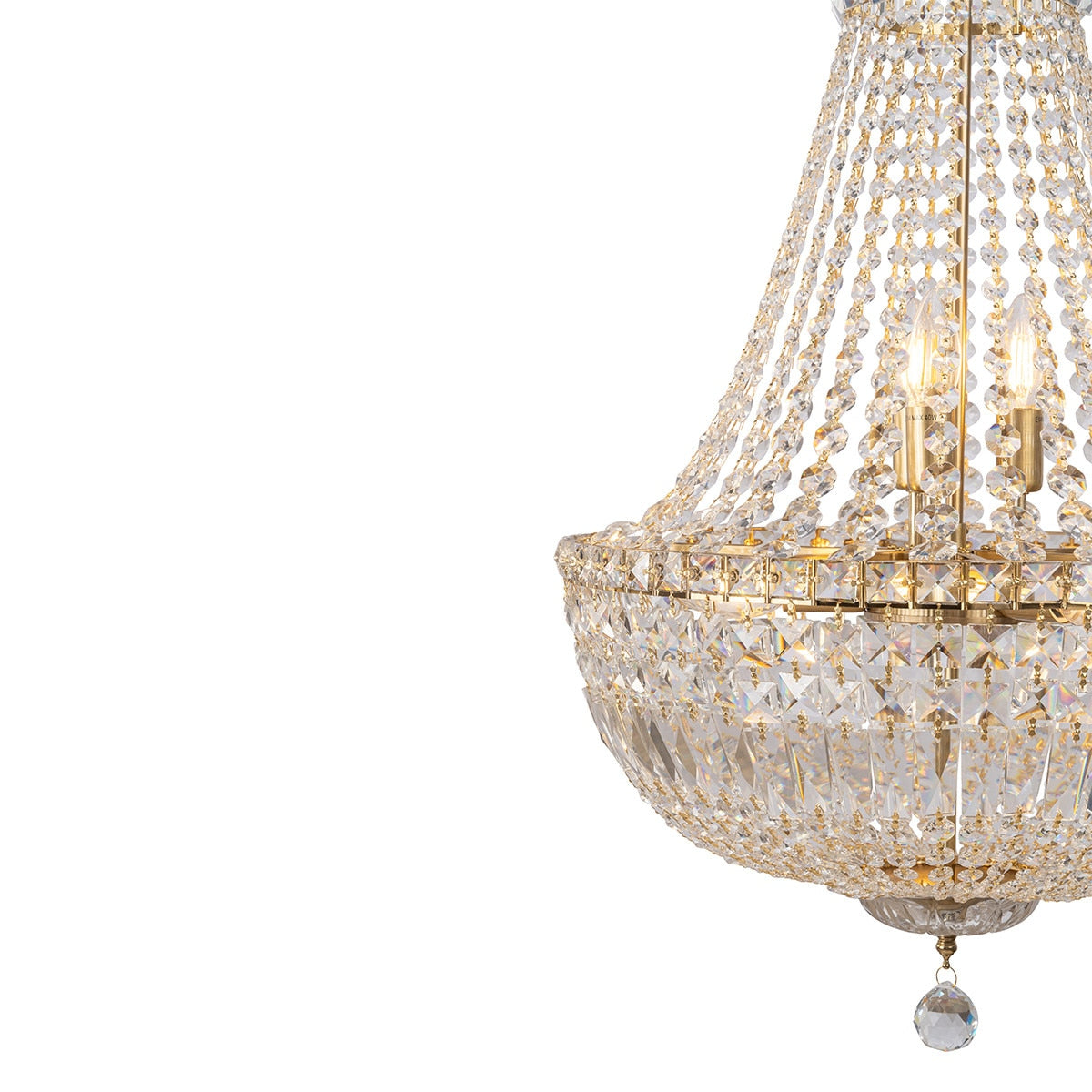 Classique Medium 6 Light Basket Crystal Glass Chandelier Satin Brass & Clear - 1001590