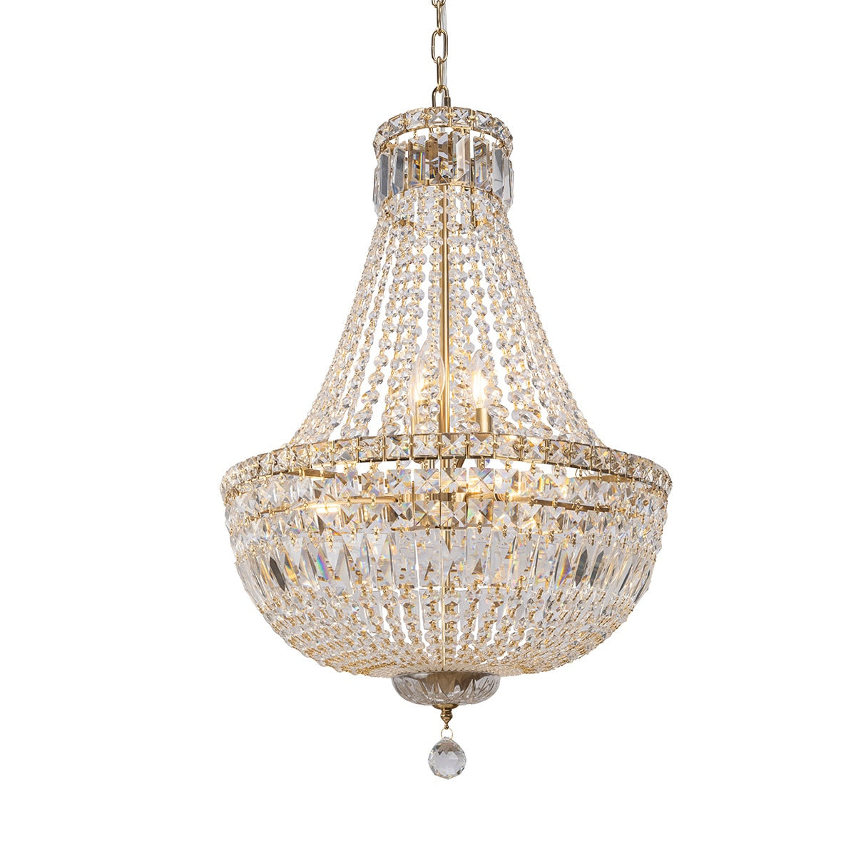 Classique Medium 6 Light Basket Crystal Glass Chandelier Satin Brass & Clear - 1001590