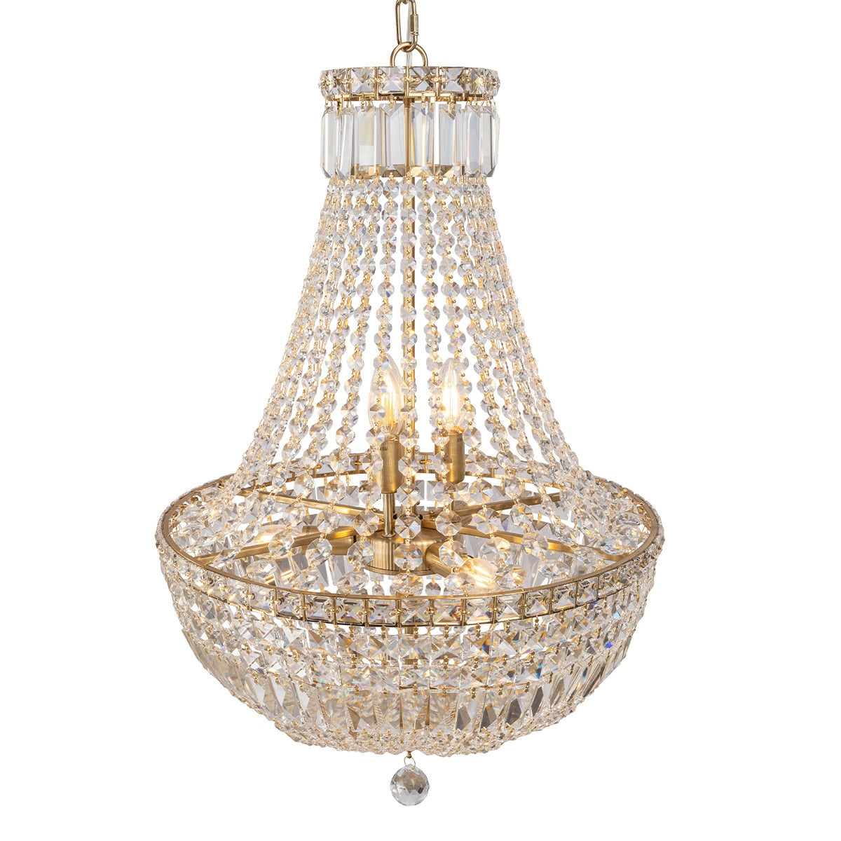 Classique Medium 6 Light Basket Crystal Glass Chandelier Satin Brass & Clear - 1001590