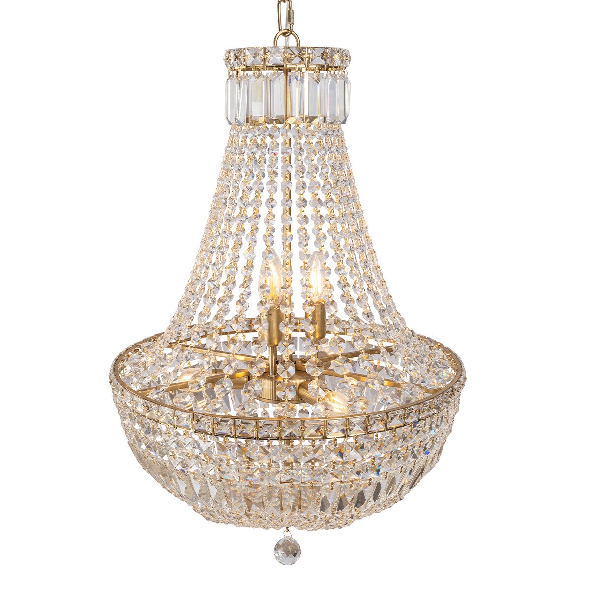 Classique Medium 6 Light Basket Crystal Glass Chandelier Satin Brass & Clear - 1001590