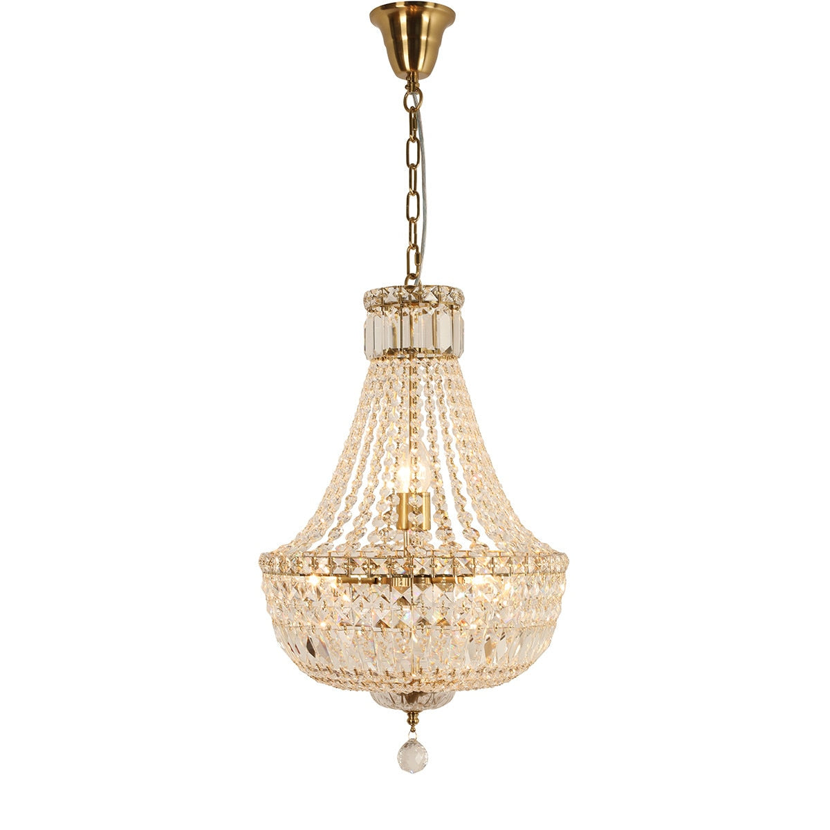 Classique Small 5 Light Basket Crystal Glass Chandelier Satin Brass & Clear - 1001591