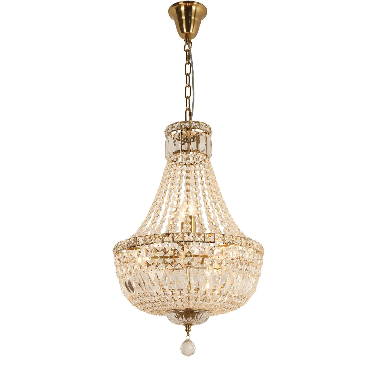 Classique Small 5 Light Basket Crystal Glass Chandelier Satin Brass & Clear - 1001591