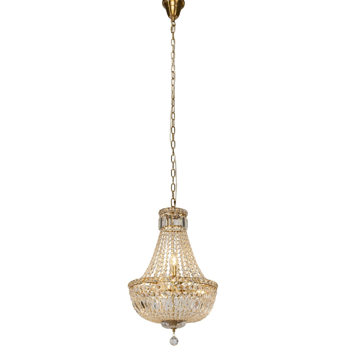 Classique Small 5 Light Basket Crystal Glass Chandelier Satin Brass & Clear - 1001591