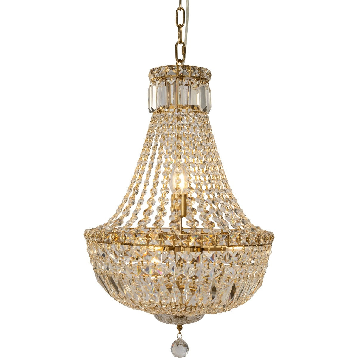 Classique Small 5 Light Basket Crystal Glass Chandelier Satin Brass & Clear - 1001591