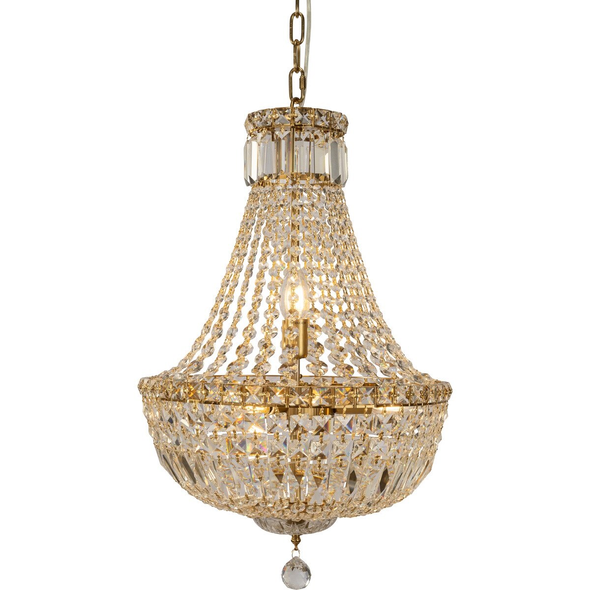 Classique Small 5 Light Basket Crystal Glass Chandelier Satin Brass & Clear - 1001591