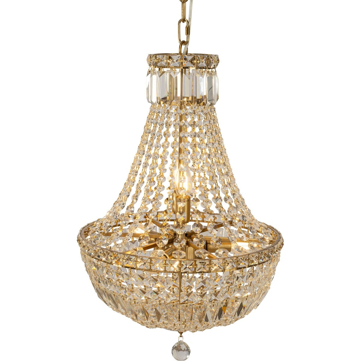 Classique Small 5 Light Basket Crystal Glass Chandelier Satin Brass & Clear - 1001591