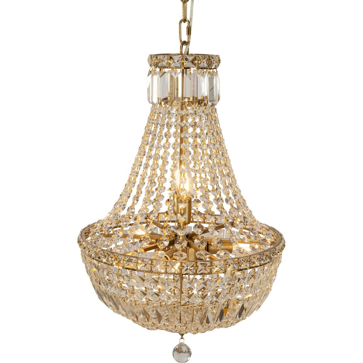 Classique Small 5 Light Basket Crystal Glass Chandelier Satin Brass & Clear - 1001591
