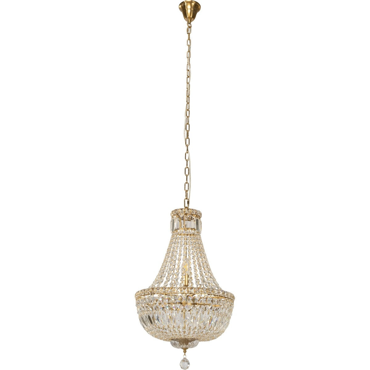 Classique Small 5 Light Basket Crystal Glass Chandelier Satin Brass & Clear - 1001591