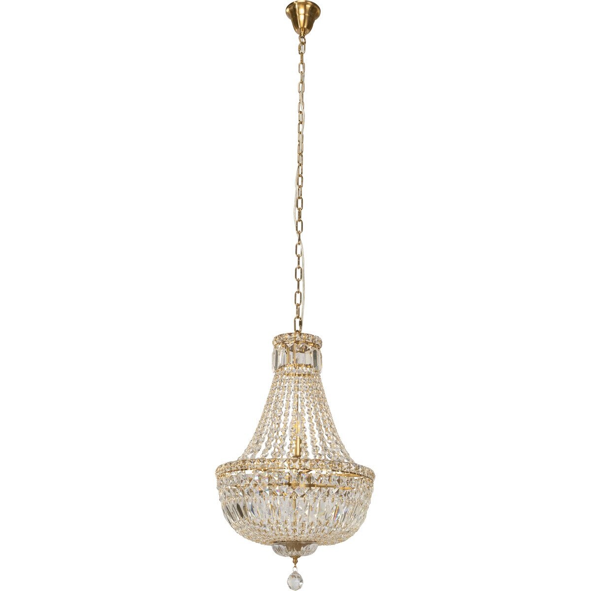 Classique Small 5 Light Basket Crystal Glass Chandelier Satin Brass & Clear - 1001591