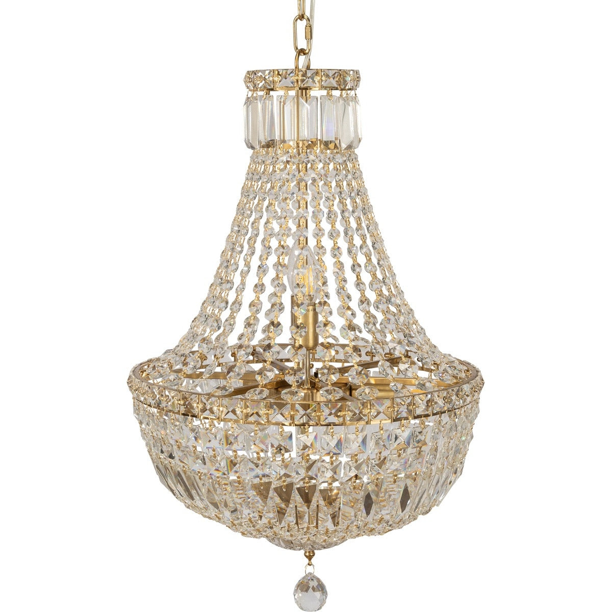 Classique Small 5 Light Basket Crystal Glass Chandelier Satin Brass & Clear - 1001591