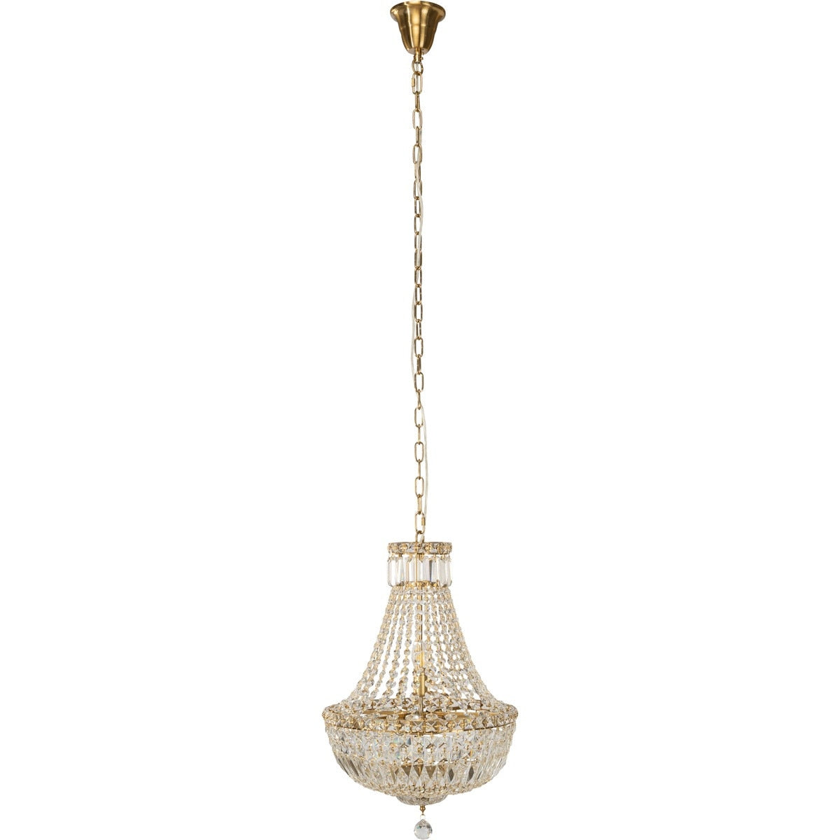 Classique Small 5 Light Basket Crystal Glass Chandelier Satin Brass & Clear - 1001591