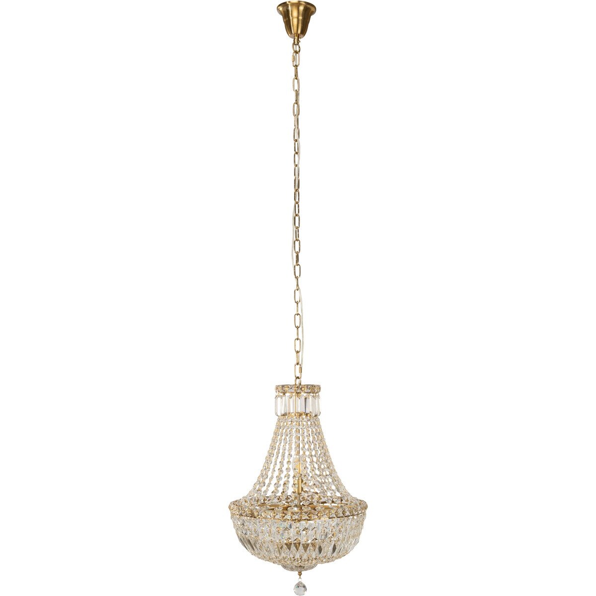 Classique Small 5 Light Basket Crystal Glass Chandelier Satin Brass & Clear - 1001591