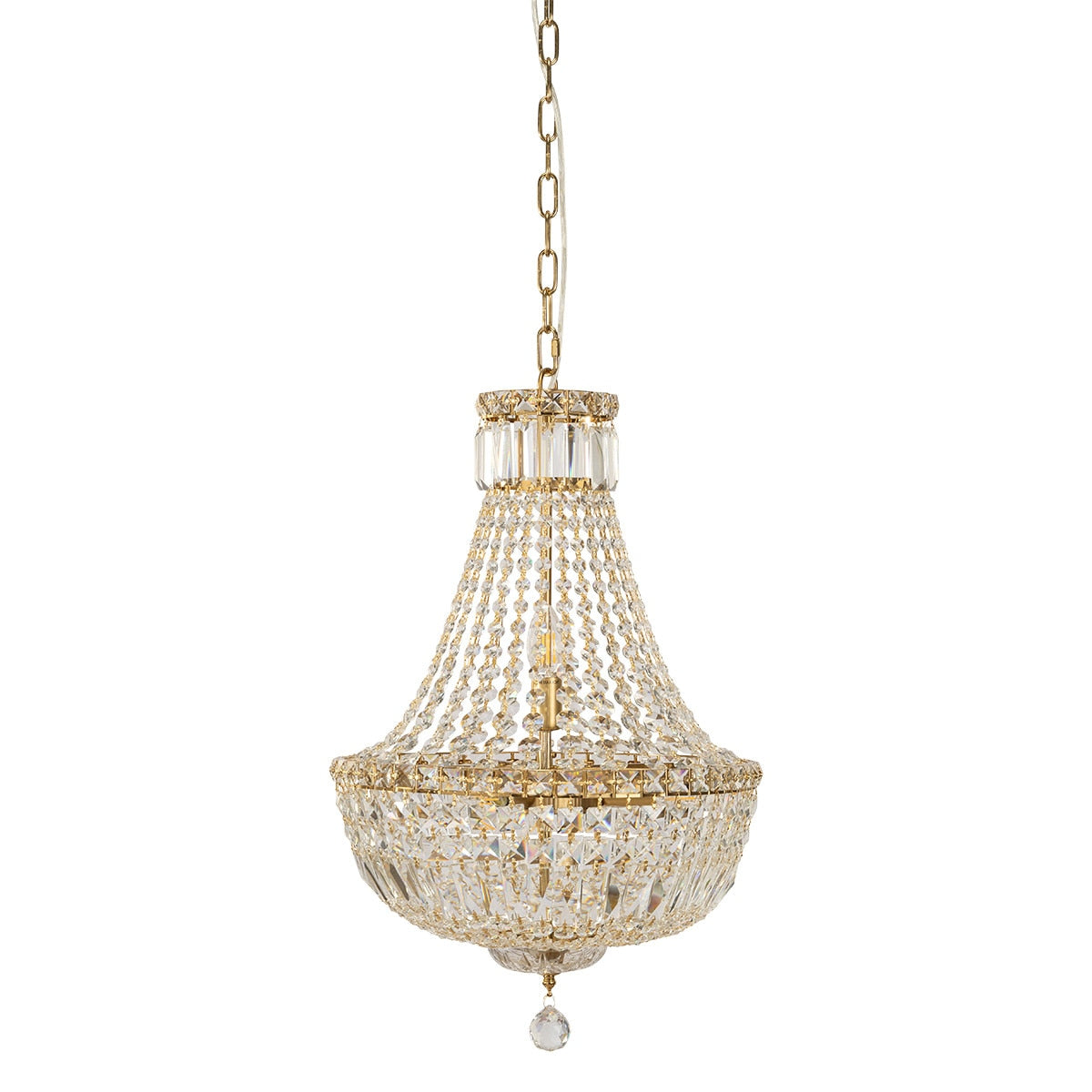 Classique Small 5 Light Basket Crystal Glass Chandelier Satin Brass & Clear - 1001591