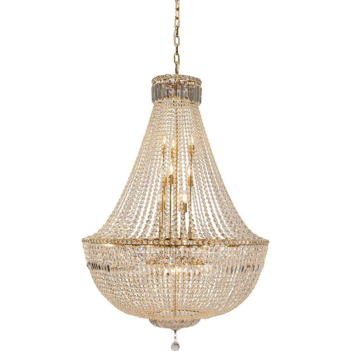 Classique Grand 27 Light Basket Crystal Glass Chandelier Satin Brass & Clear - 1001592