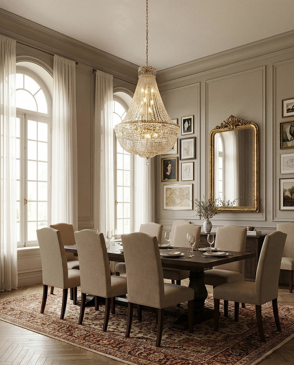 Classique Grand 27 Light Basket Crystal Glass Chandelier Satin Brass & Clear - 1001592