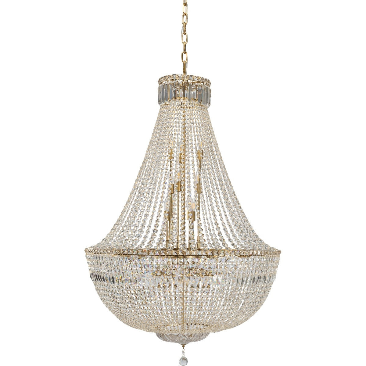 Classique Grand 27 Light Basket Crystal Glass Chandelier Satin Brass & Clear - 1001592