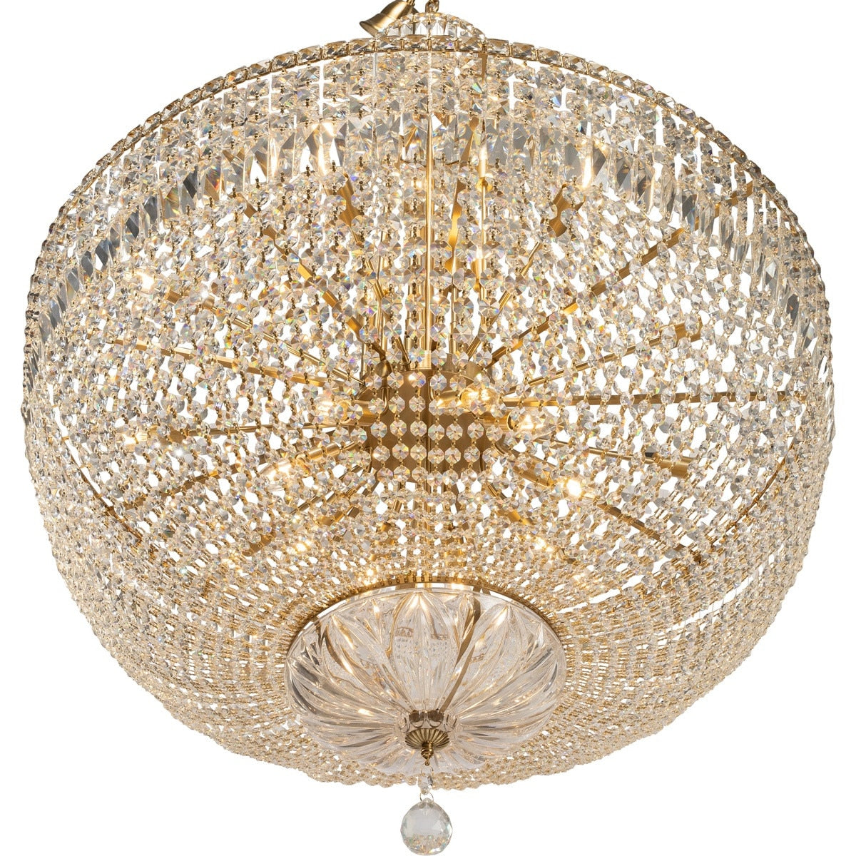 Classique Grand 27 Light Basket Crystal Glass Chandelier Satin Brass & Clear - 1001592