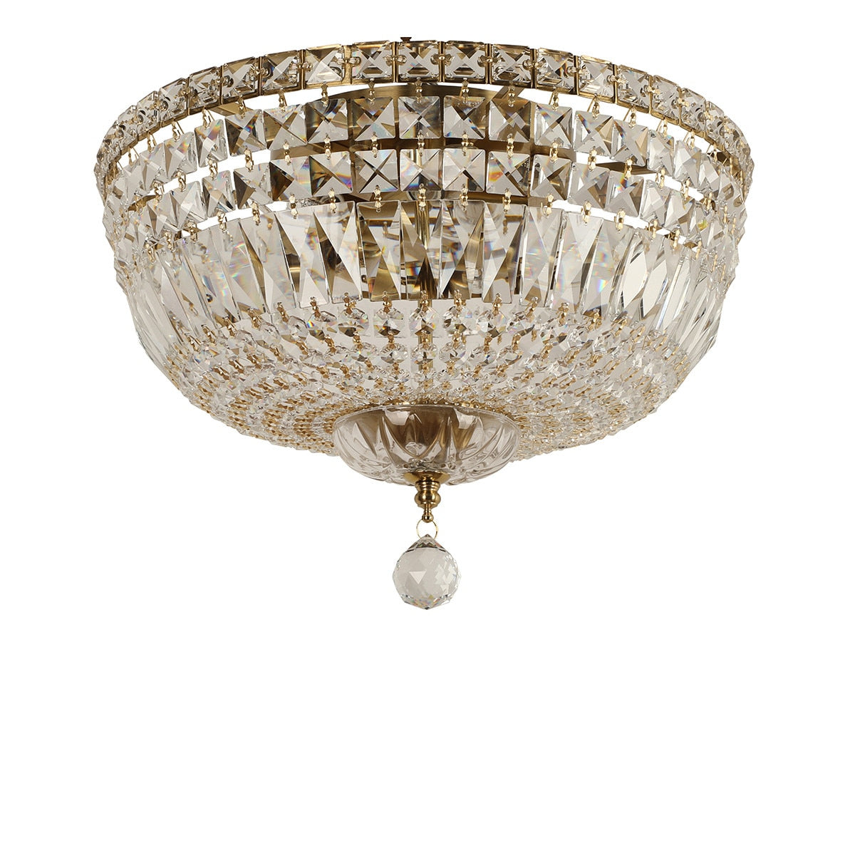 Classique Medium Flush 5 Light Crystal Glass Chandelier Satin Brass & Clear - 1001593