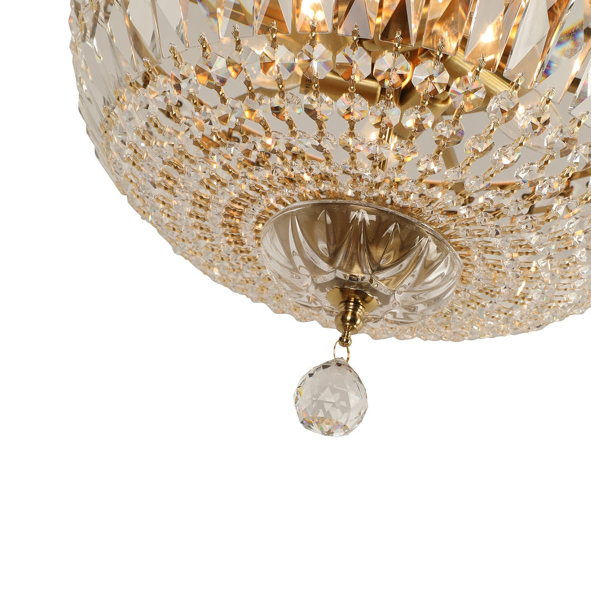 Classique Medium Flush 5 Light Crystal Glass Chandelier Satin Brass & Clear - 1001593