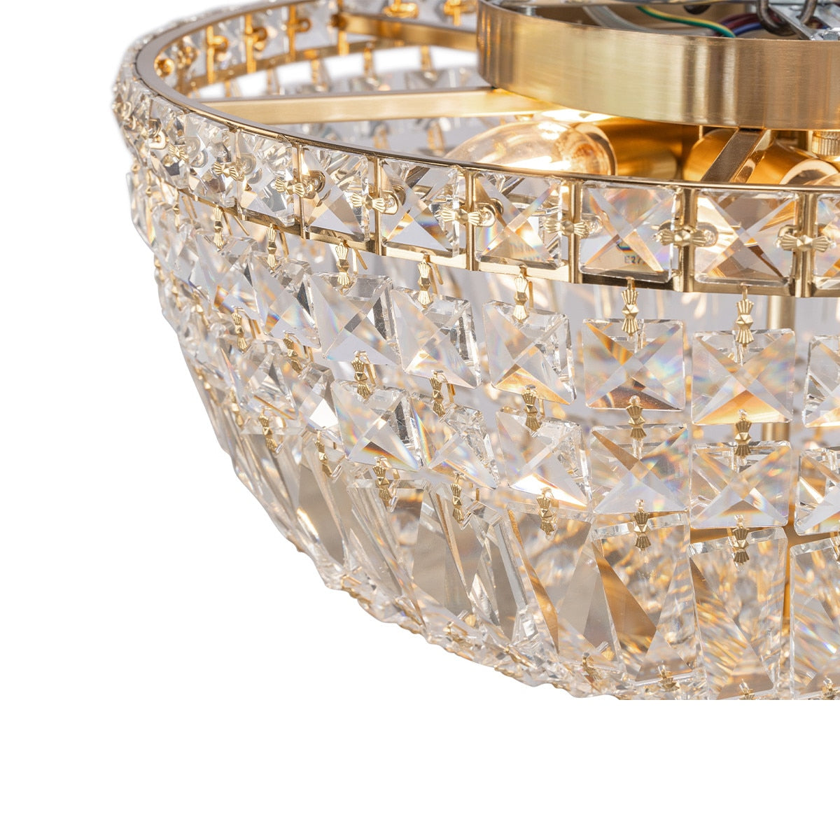 Classique Medium Flush 5 Light Crystal Glass Chandelier Satin Brass & Clear - 1001593