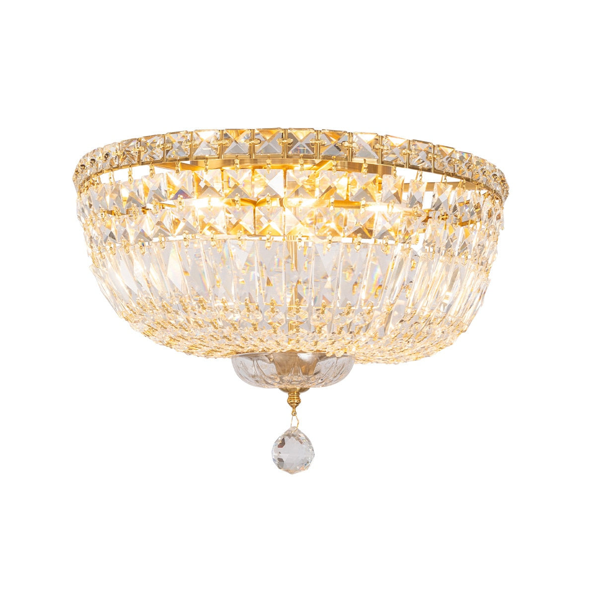 Classique Medium Flush 5 Light Crystal Glass Chandelier Satin Brass & Clear - 1001593