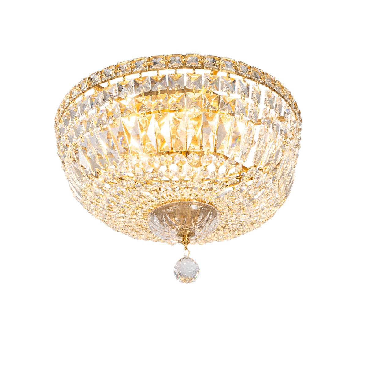 Classique Medium Flush 5 Light Crystal Glass Chandelier Satin Brass & Clear - 1001593
