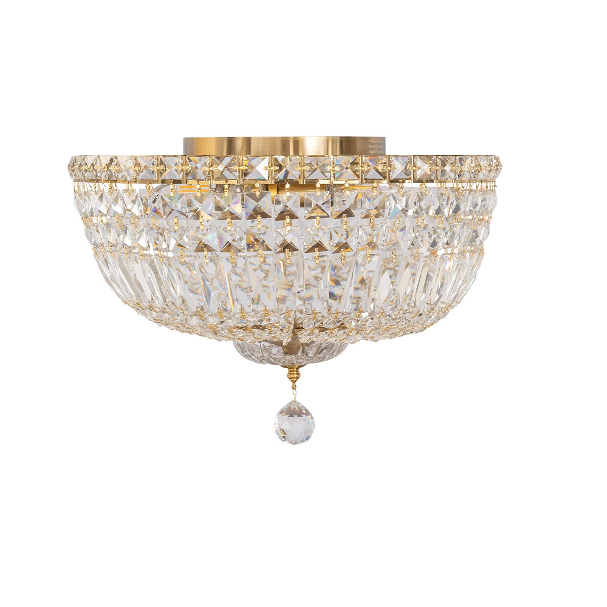 Classique Small 3 Light Flush Crystal Glass Chandelier Satin Brass & Clear - 1001594