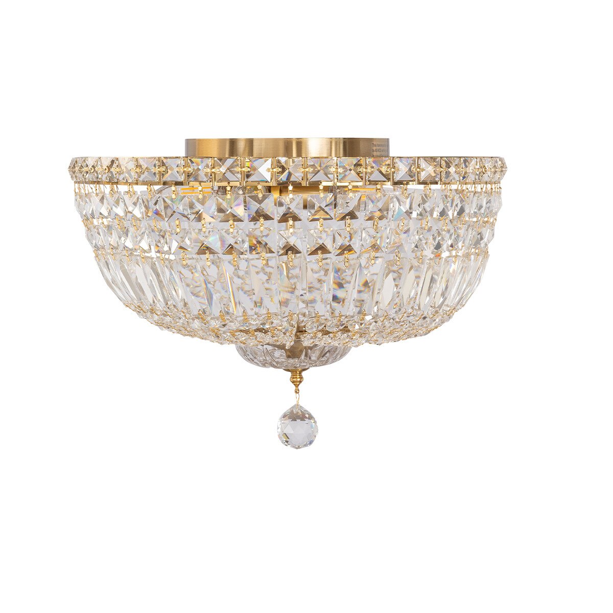 Classique Small 3 Light Flush Crystal Glass Chandelier Satin Brass & Clear - 1001594