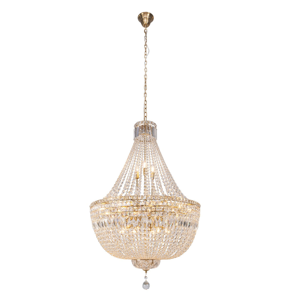 Classique 18 Light Basket Crystal Glass Chandelier Satin Brass & Clear - 1001595