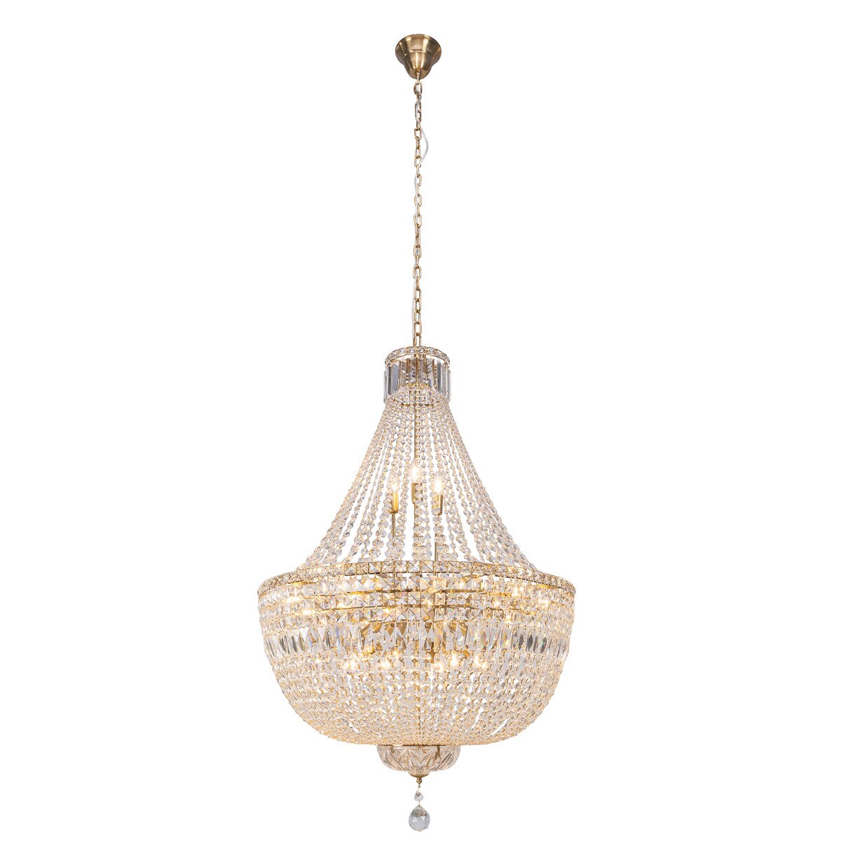 Classique 18 Light Basket Crystal Glass Chandelier Satin Brass & Clear - 1001595