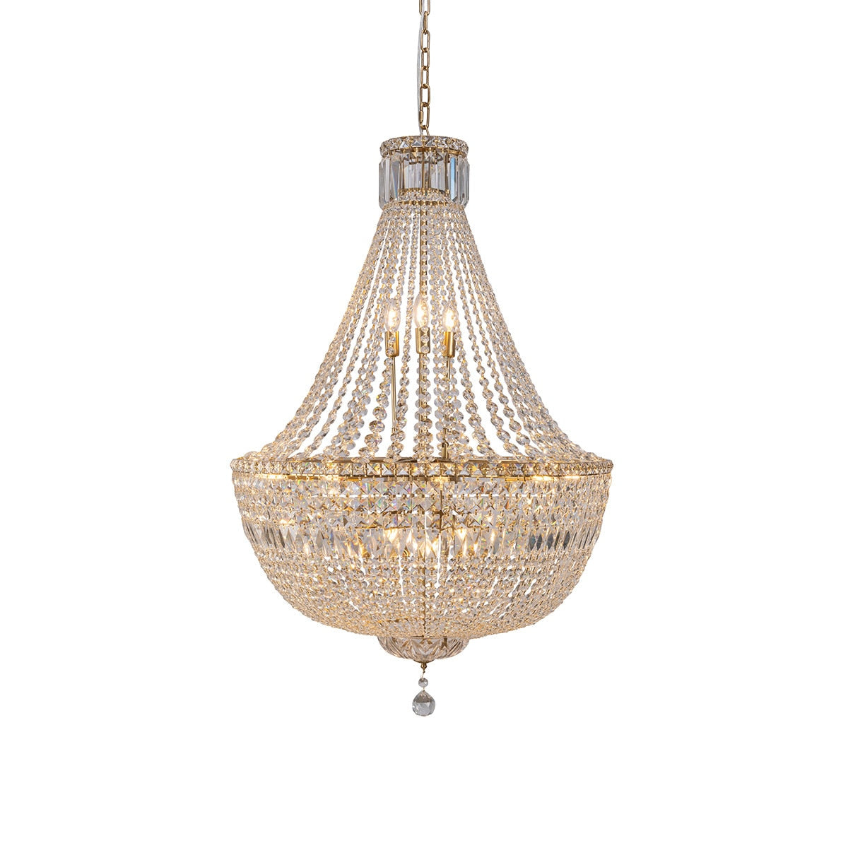 Classique 18 Light Basket Crystal Glass Chandelier Satin Brass & Clear - 1001595