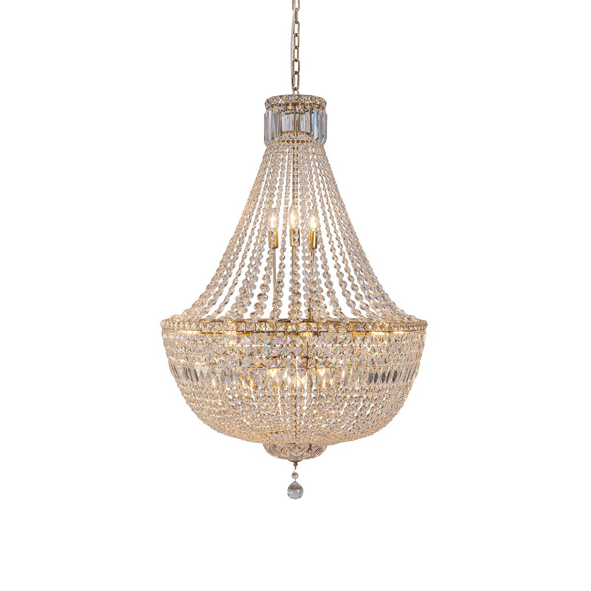 Classique 18 Light Basket Crystal Glass Chandelier Satin Brass & Clear - 1001595