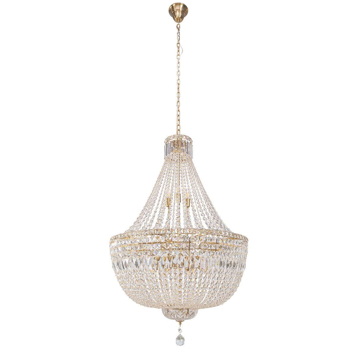 Classique 18 Light Basket Crystal Glass Chandelier Satin Brass & Clear - 1001595