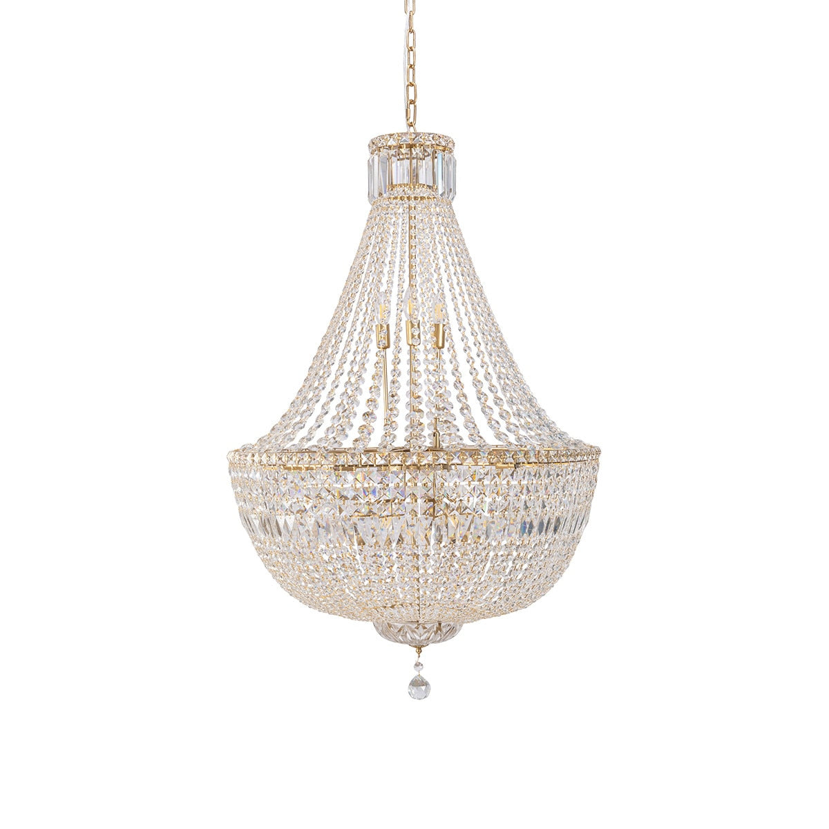 Classique 18 Light Basket Crystal Glass Chandelier Satin Brass & Clear - 1001595