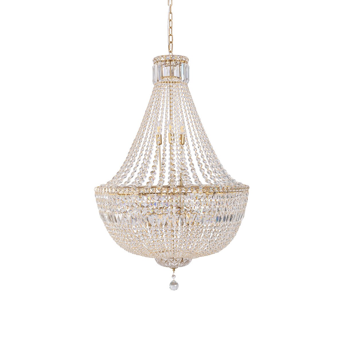 Classique 18 Light Basket Crystal Glass Chandelier Satin Brass & Clear - 1001595