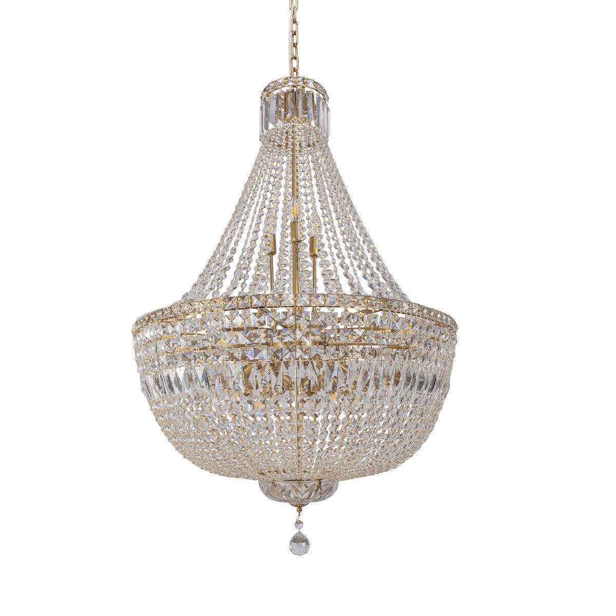 Classique 18 Light Basket Crystal Glass Chandelier Satin Brass & Clear - 1001595