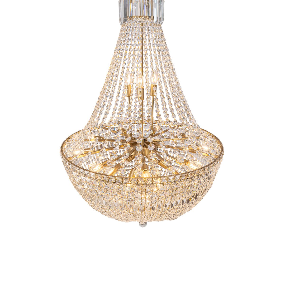 Classique 18 Light Basket Crystal Glass Chandelier Satin Brass & Clear - 1001595