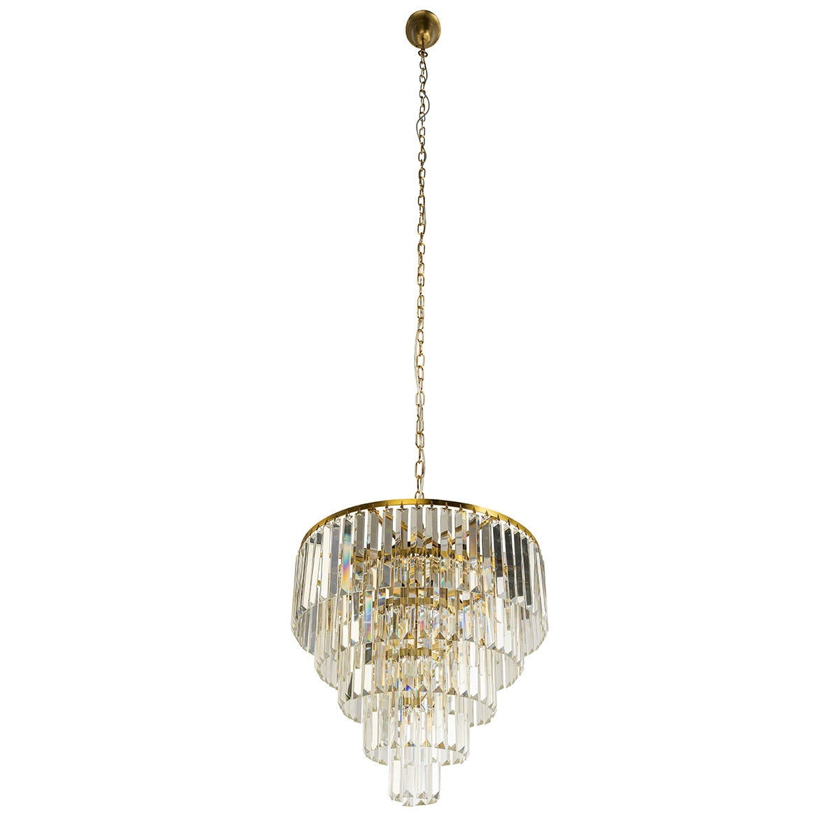 Celestial 10 Light 5 Tier Crystal Glass Chandelier Satin Brass & Clear - 1001597