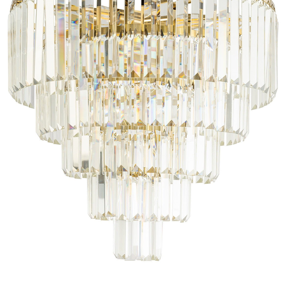 Celestial 10 Light 5 Tier Crystal Glass Chandelier Satin Brass & Clear - 1001597